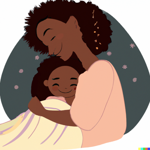 En la foto se ve una mamá abrazando a su hija