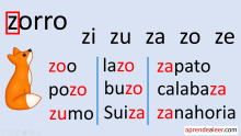 Sílabas za ze zi zo zu