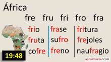 Síilabas fra fre fri fro fru