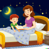 En la foto se ve una mamá leyendo con su hijo antes de dormir