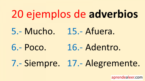 20 ejemplos de adverbios